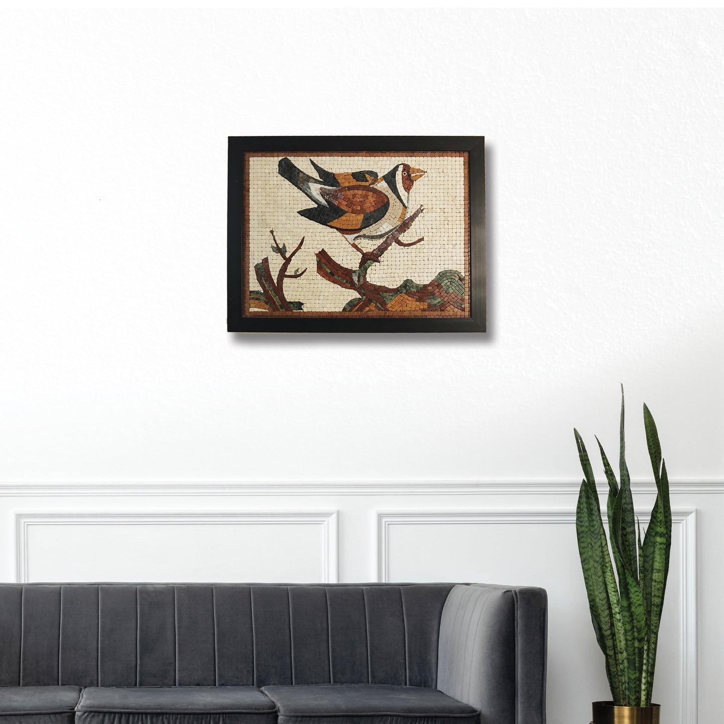 Handcrafted Mosaic Bird Portrait – Stunning Stone Art Wall Décor