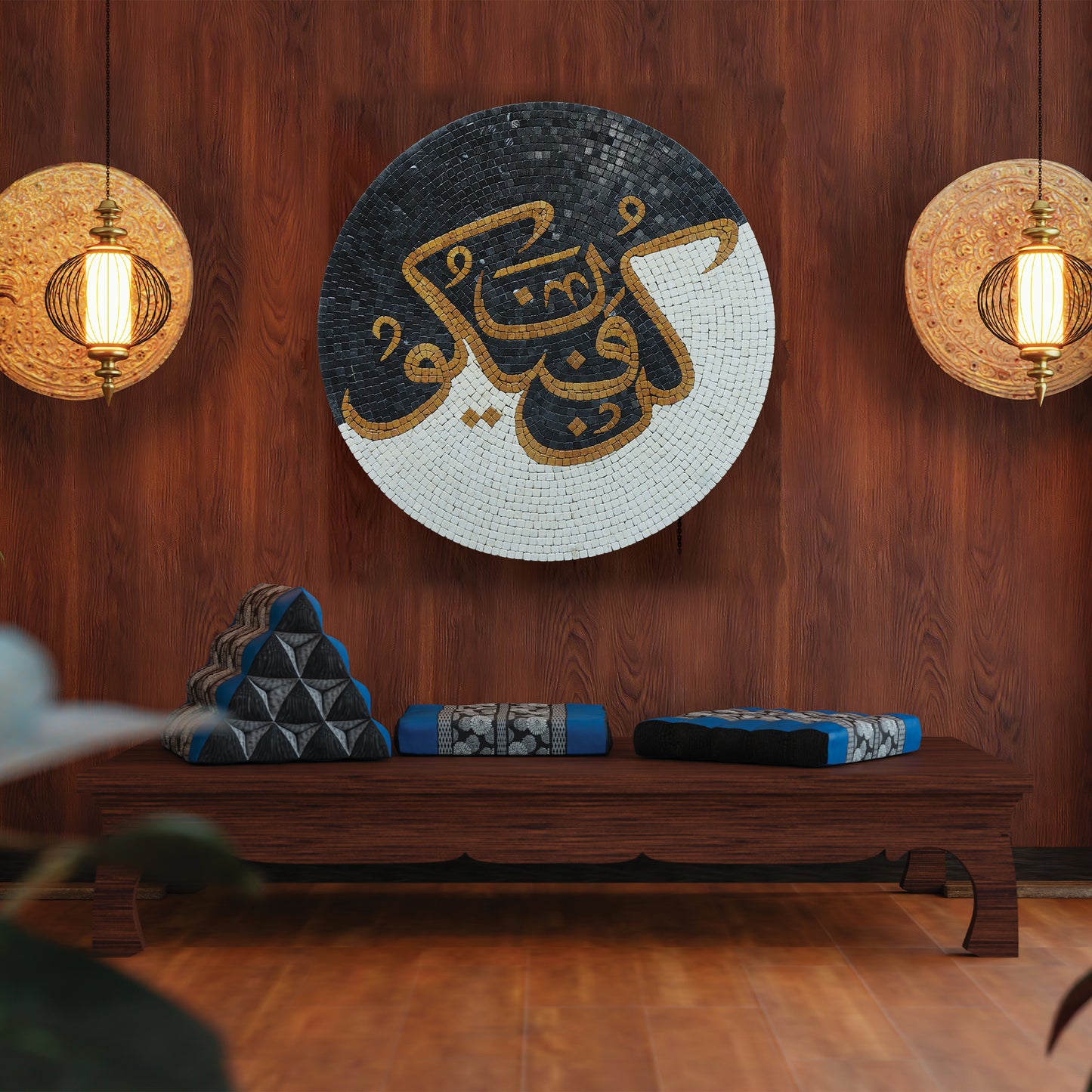 Kun Faya Kun Black & White Stone Islamic Calligraphy Wall Art –