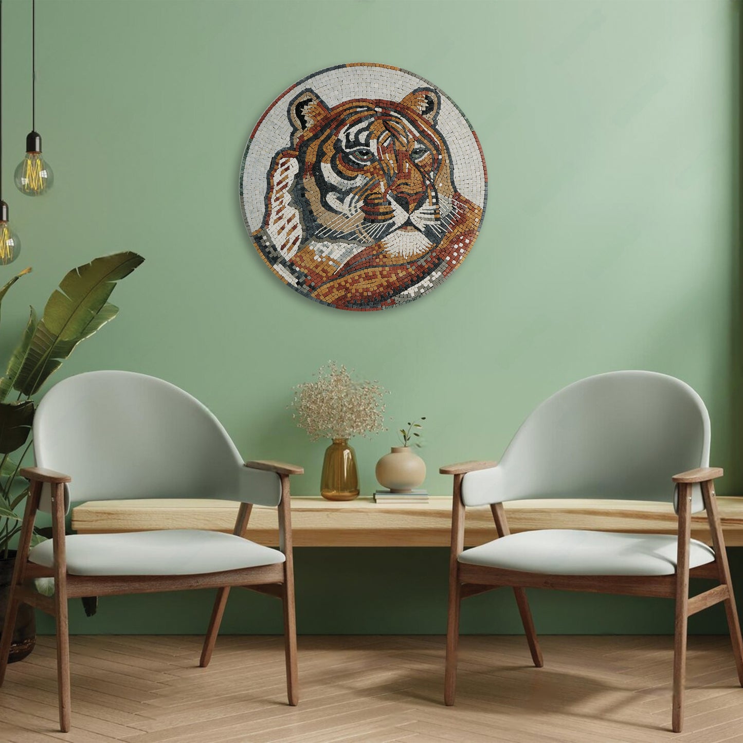 Mosaic Stone Tiger Art – Unique Signature Wall Décor